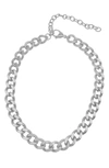Adornia White Rhodium Plated 12mm Curb Chain Collar Necklace In Silver