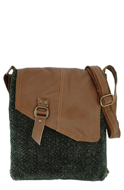 Vintage Addiction Jute Canvas Crossbody Bag In Charcoal