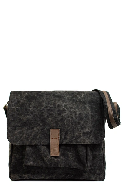 Vintage Addiction Canvas Crossbody Bag In Charcoal