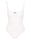 OFF-WHITE OFF-WHITE WHITE RIBBED ONE-PIECE SWIMSUIT WITH OFF LOGO,OWFA068F21JER001 0110