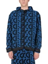 Kenzo Abstract-print Zip-up Hooded Jacket In Blu
