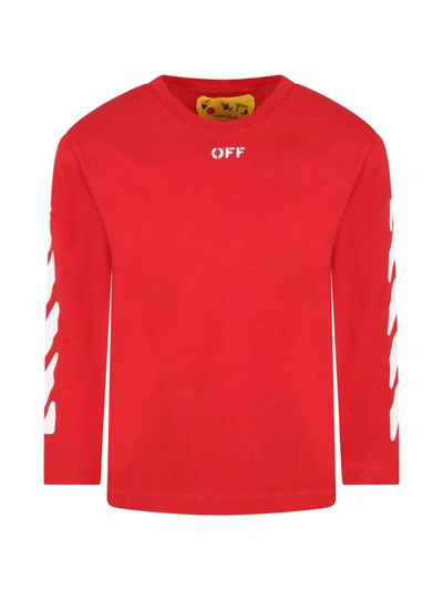 Off-white Kids' Off Stamp Tee L/s In Red White