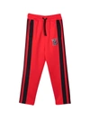 BURBERRY RED SPORTS TROUSERS WITH CONTRASTING SIDE BAND,8040889 A1460