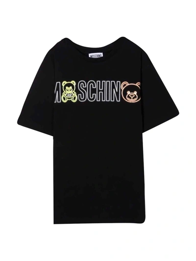 Moschino Kids' Black Maxi T-shirt With Print In Nero