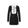 Valentino Women's Embroidered-lace Wool And Silk-blend Mini Dress In Black