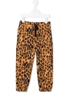 Mini Rodini Leopard Printed Fleece Sweatpants In Neutrals