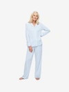 DEREK ROSE DEREK ROSE WOMEN'S PYJAMAS ETHAN MICRO MODAL STRETCH LIGHT BLUE HEATHER,2034-ETHA001BLU