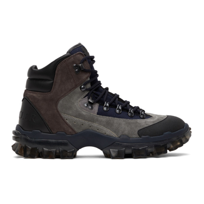 Moncler Herlot Suede Hiking Boots In Dark Grey