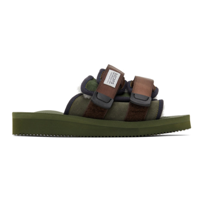 Suicoke Moto-mab Slippers In Olive X Sage Green