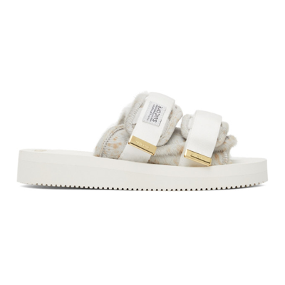Suicoke Moto-vhl Shearling Trim Sandals In White Mix