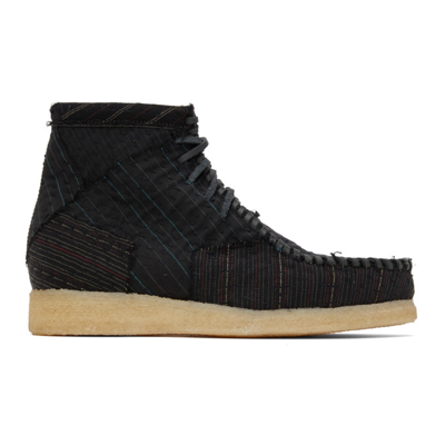 By Walid Embroidered Wool Anka Desert Boots In Dark