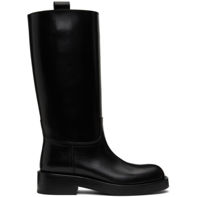 Ann Demeulemeester Leather Stein Boots In Black