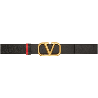 Valentino Garavani Roman Stud Vlogo Reversible Belt In Black