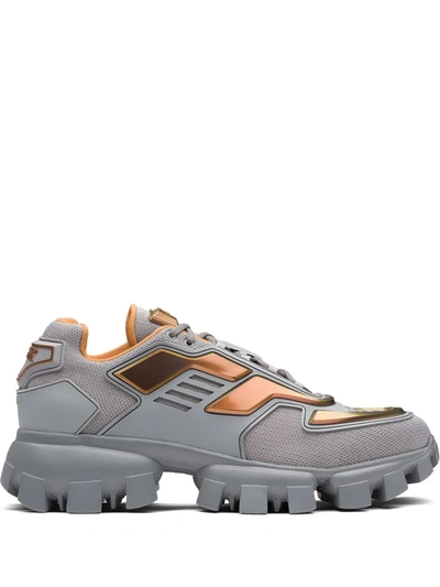 Prada Men's Cloudbust Thunder Metallic Chunky Trainers In Acciaio