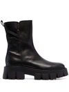 Premiata Leather Shearling Boots In Schwarz