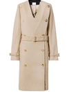 Burberry Double-breasted Collarless Trench Coat In Neutrals