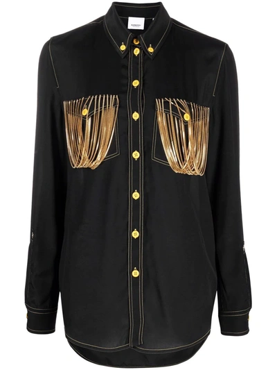 Burberry Chain Fringe Utility Shirt In Black
