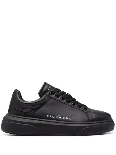 John Richmond Lace-up Low-top Trainers In Schwarz