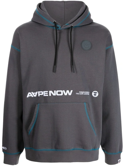 Aape By A Bathing Ape Aape Now Contrast-trim Hoodie In Grau