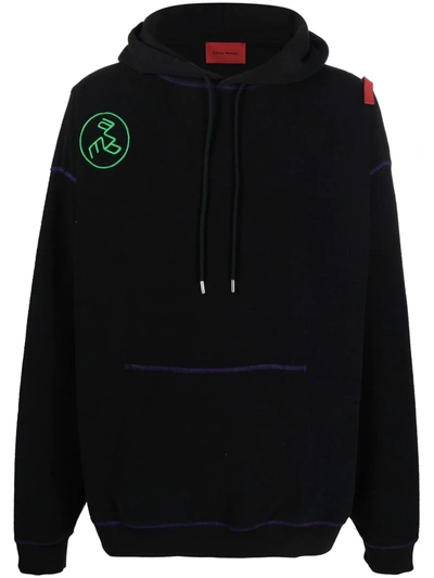 A Better Mistake Reversed Embroidered-logo Hoodie In Black