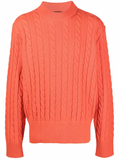 A Better Mistake Cable-knit Wool-blend Jumper In Orange