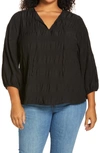 Vince Camuto Smocked Blouse In Rich Black