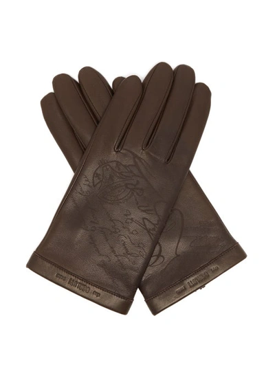 Berluti Scritto-debossed Leather Gloves