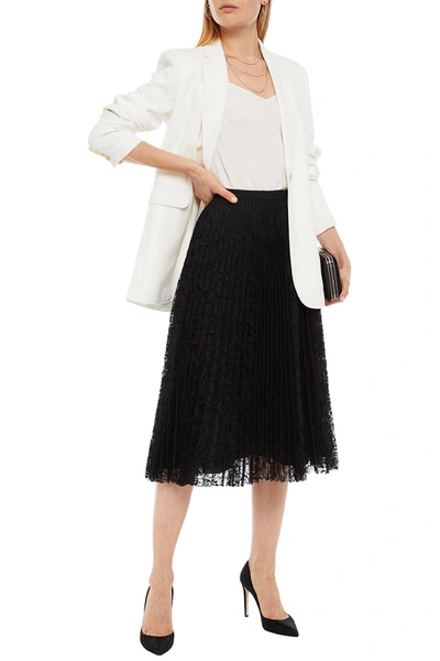 Andrew Gn Pleated Lace Midi Skirt In Black