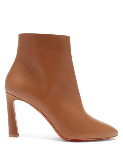 Christian Louboutin Eleonor 85 Leather Ankle Boots In Tan