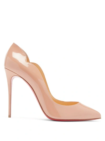 Christian Louboutin Hot Chick 100 Scalloped Patent-leather Pumps In Blush