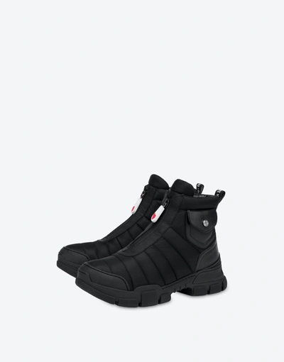 Love Moschino Nylon Trekking Sock Boot In Black