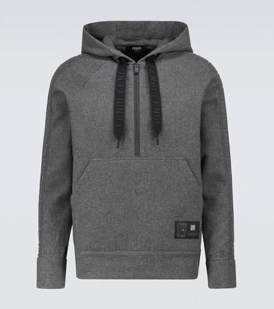 Fendi Half-zipped Hooded Sweatshirt In Grey