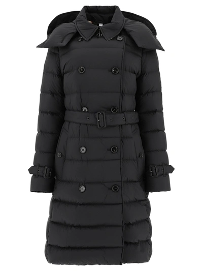 Burberry Quilted Down Jacket With Hood In Black