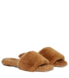 Aeyde Brown Anna Shearling Sandals