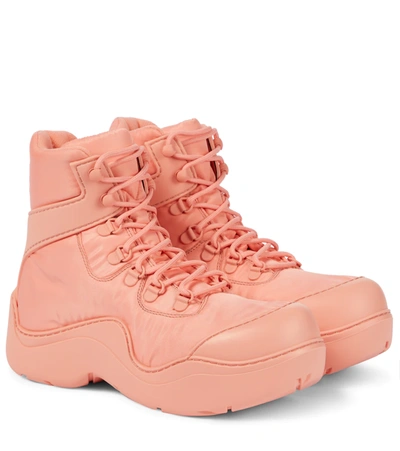 Bottega Veneta Puddle Bomber Nylon And Rubber Boots In Pink