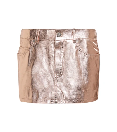 Saint Laurent Metallic Leather Mini Skirt In Pink