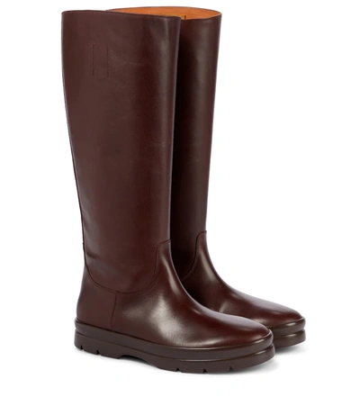 The Row Billie Leather Knee-high Boots In Brown