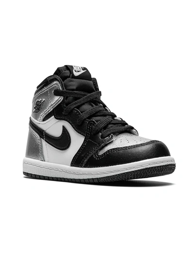 Jordan Babies'  1 High Og "silver Toe" Sneakers In Black/silver/white