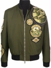 Balmain Multi-badge Pilot Jacket In Green