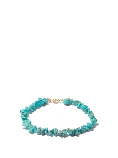 Hermina Athens Pink Sands Howlite Bead & Gold-plated Anklet In Blue