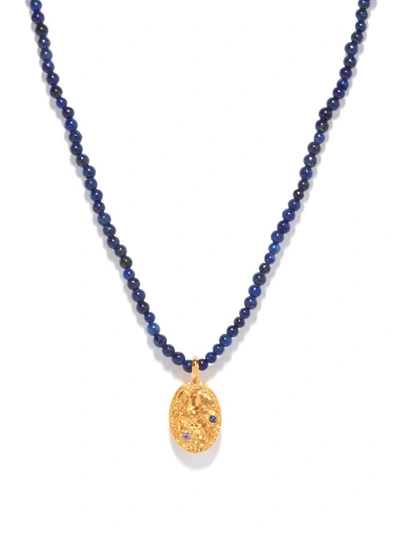 Hermina Athens Sealstone Lapis Lazuli & Gold-vermeil Necklace In Blue Gold