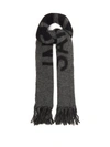 Saint Laurent Fringed Two-tone Jacquard-knit Wool-blend Scarf In Grey