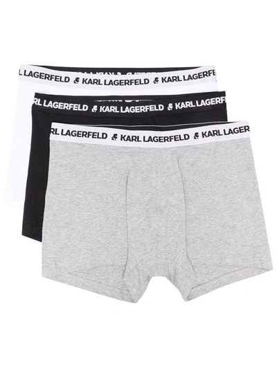 Karl Lagerfeld Three-pack Organic-cotton Boxer Briefs In 900