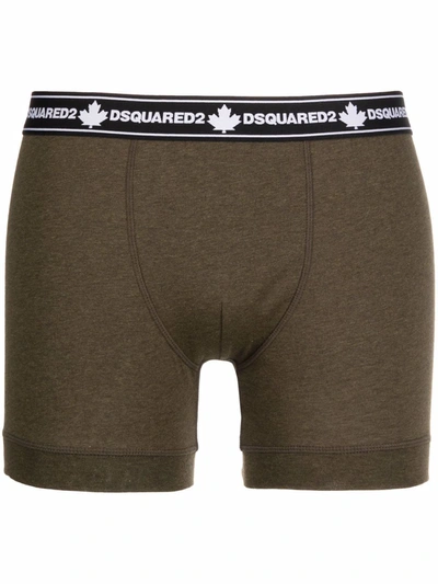 Dsquared2 Logo-waist Cotton Boxer Briefs In 绿色