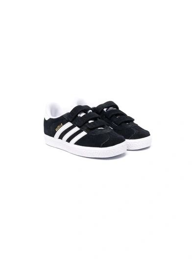 Adidas Originals Babies' Gazelle Touch-strap Sneakers In Black/white