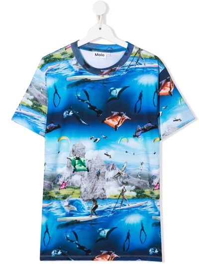 Molo Teen Water Scene-motif Organic-cotton T-shirt In Multicolor