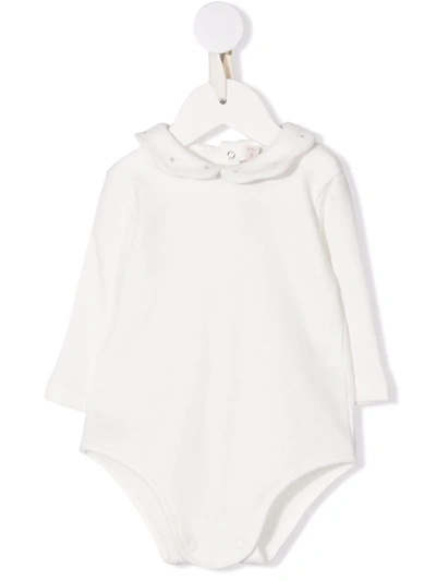 La Stupenderia Babies' Embroidered Collar Body In 白色