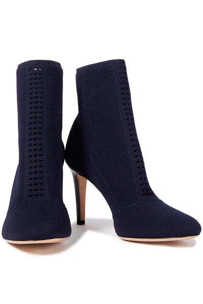 Gianvito Rossi Knitted Ankle Boots In Midnight Blue