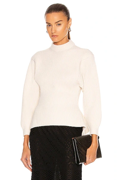 Alaïa Fitted Sculpted Long Sleeve Sweater In Ivoire