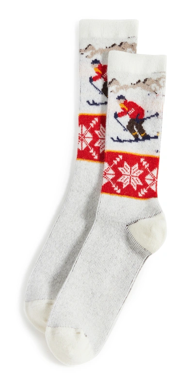 Anonymous Ism Ski Pattern Wool Socks In White